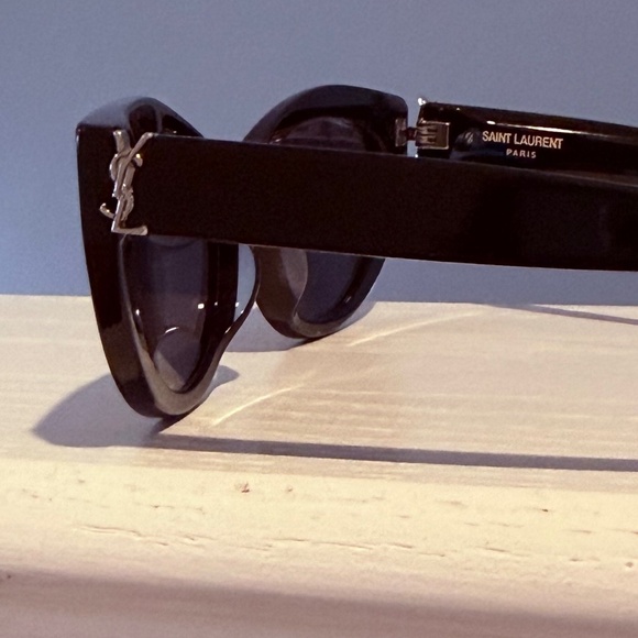 YSL Cateye Chic Black Sunglasses with Silver Branding